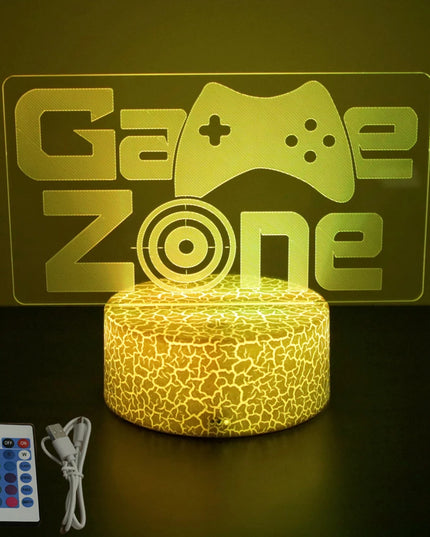 Neon Gamer 3D LED Night Light - RGB Cartoon Lamp for Bedroom
