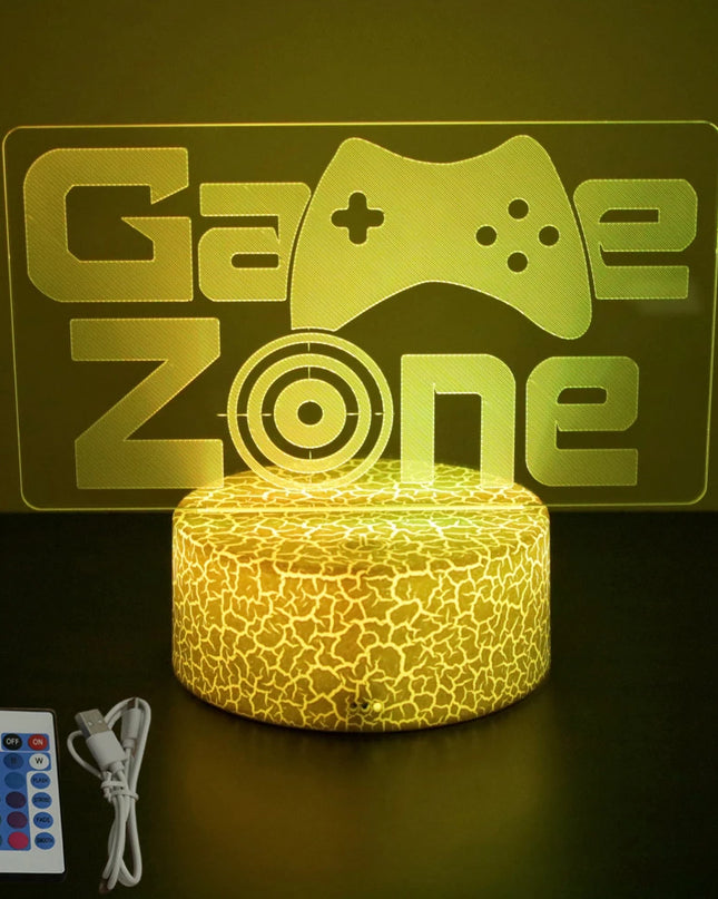 Neon Gamer 3D LED Night Light - RGB Cartoon Lamp for Bedroom