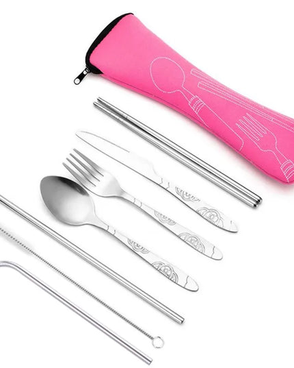 Portable Stainless Steel Dinnerware Set - 3Pcs/4Pcs/7Pcs Cutlery Kit