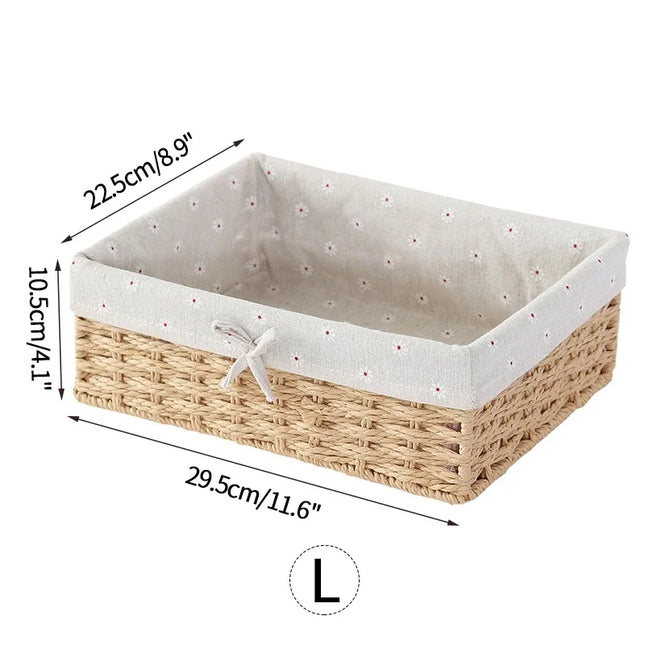 Woven Storage Baskets Organizers Picnic Breakfast Basket Laundry Box Sundries Storage Basket Desktop Cosmetics Snack Storage Box
