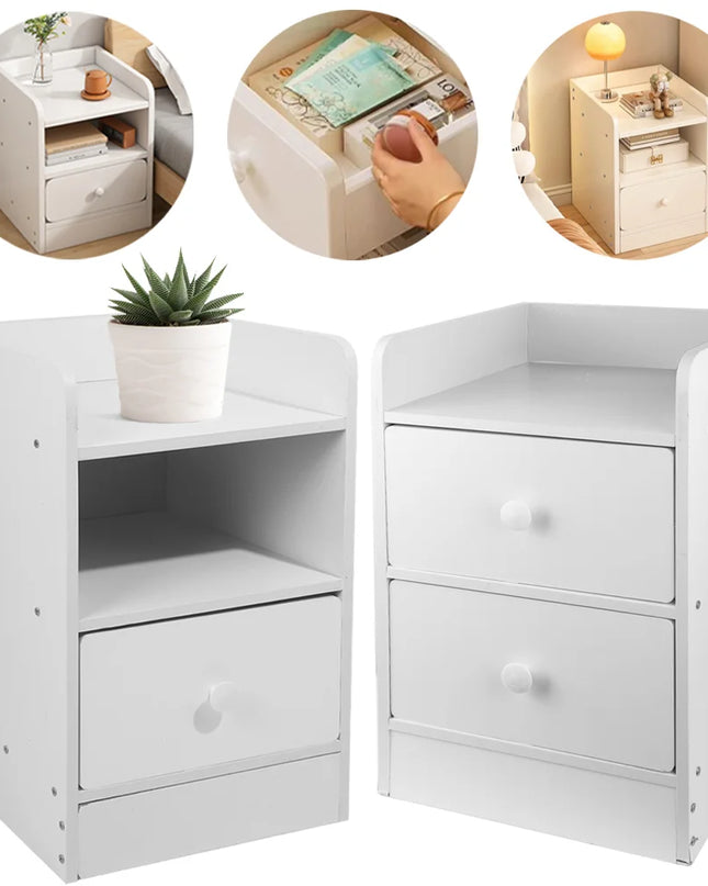 Modern Double Drawer Night Table - Sturdy Design, Small Footprint