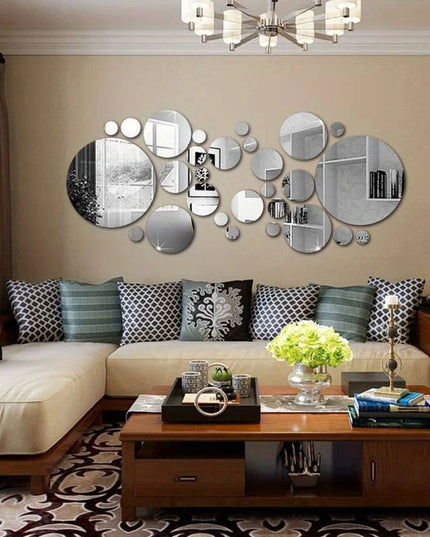 26 PCs 3D Acrylic Mirror Wall Stickers - DIY Bedroom & Bathroom Decor