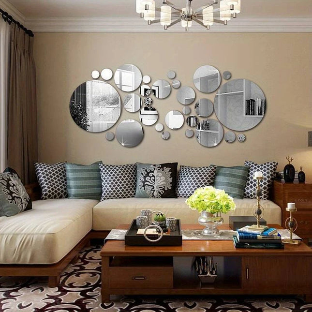 26 PCs 3D Acrylic Mirror Wall Stickers - DIY Bedroom & Bathroom Decor
