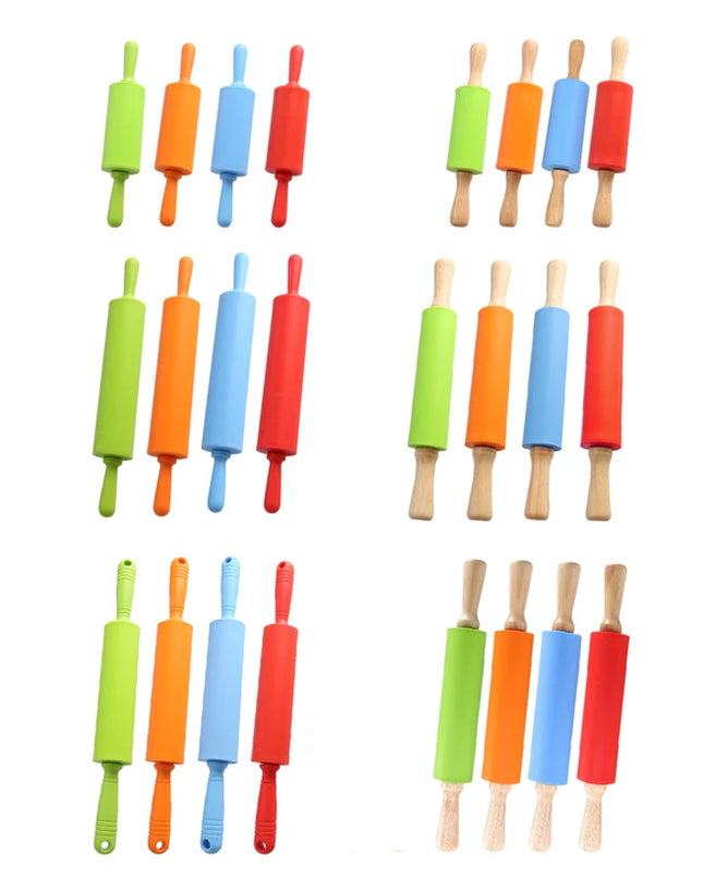 Non-Stick Silicone Rolling Pin with Wooden Handle for Baking Pastry