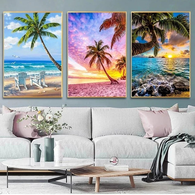 Sunset Beach Seascape Canvas Print - Nordic Landscape Wall Art Decor