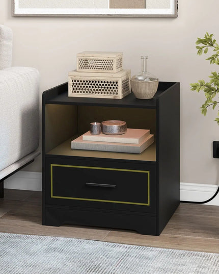 GOFLAME LED Nightstand - Modern Smart Bedside Storage Table