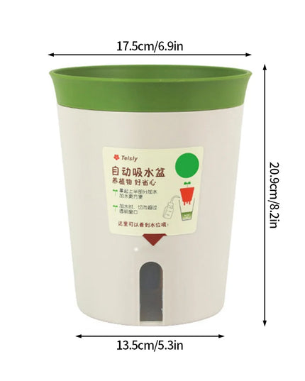 Thickened Plastic Flower Pot - Self-Watering Double-Layer Design for Plants