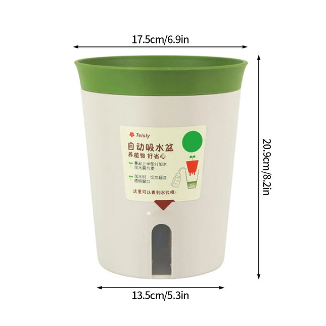 Thickened Plastic Flower Pot - Self-Watering Double-Layer Design for Plants
