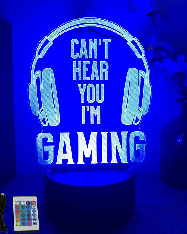 Neon Gamer 3D LED Night Light - RGB Cartoon Lamp for Bedroom