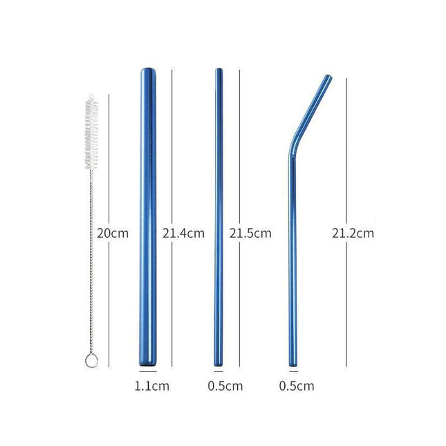3pcs Reusable Stainless Steel Drinking Straws - Dishwasher Safe Set