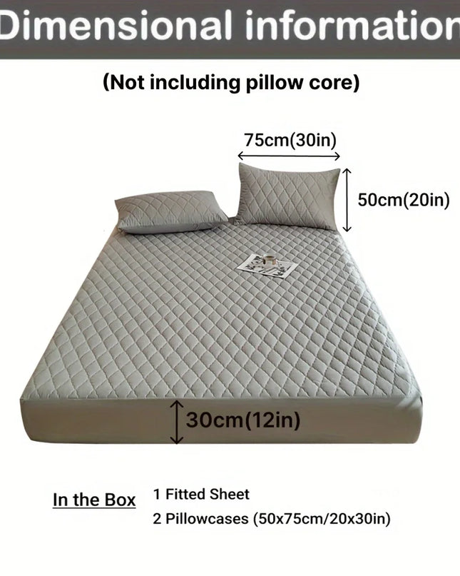 Anqianny Waterproof Bed Sheet Set - 3pcs, Soft Fitted & Pillowcases
