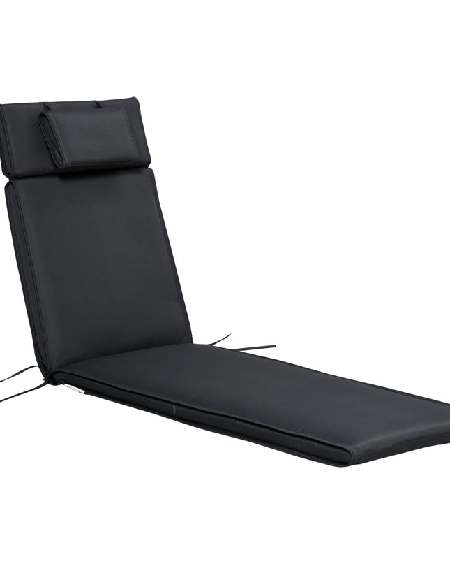 Outsunny Reclining Garden Sun Lounger Chair Cushion - Black Comfort