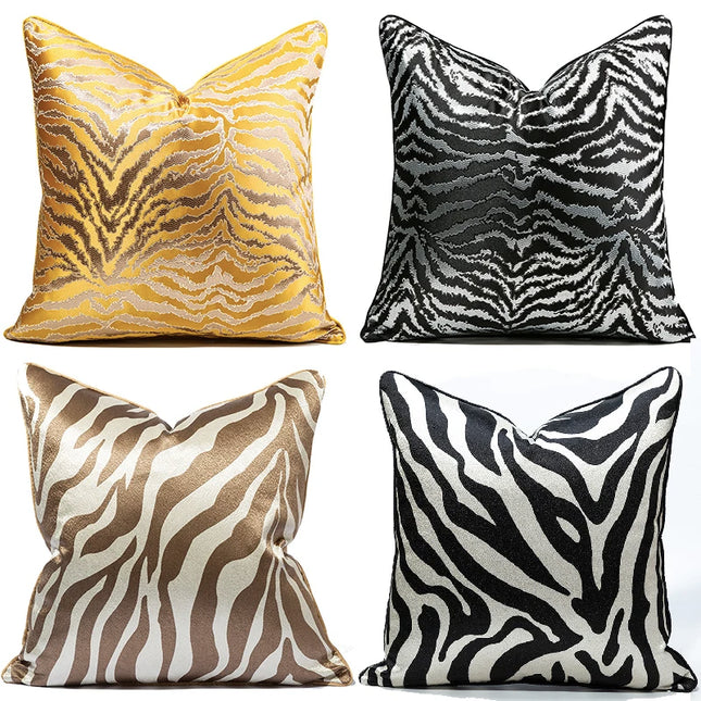 Anqianny Golden Cushion Cover - Tiger Zebra Pattern for Sofa Decor