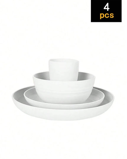 4/16/24pcs Reusable Tableware Set - Eco-Friendly Plates, Bowls, Cups