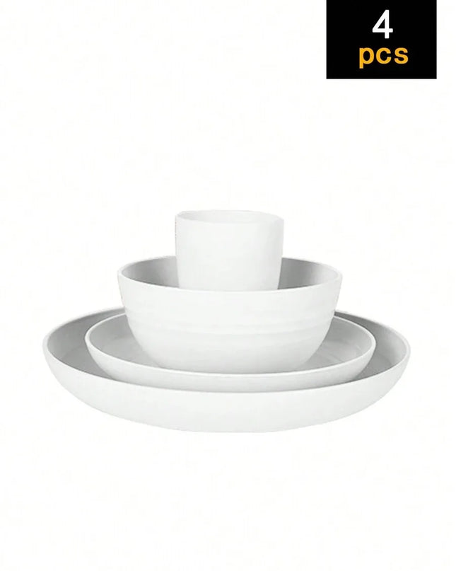 4/16/24pcs Reusable Tableware Set - Eco-Friendly Plates, Bowls, Cups