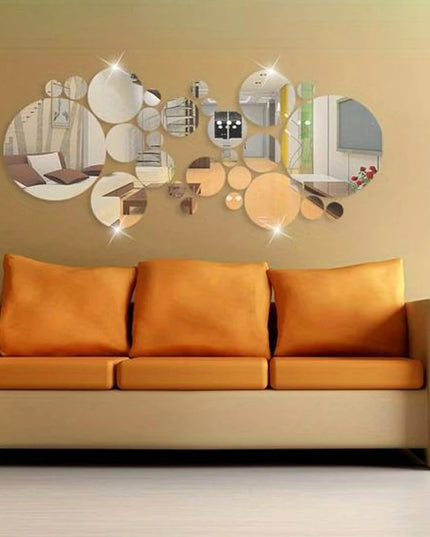 26 PCs 3D Acrylic Mirror Wall Stickers - DIY Bedroom & Bathroom Decor