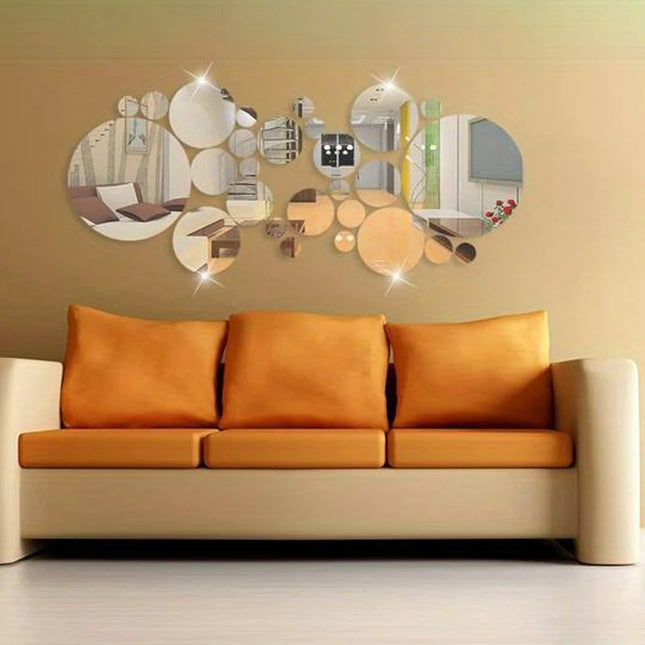 26 PCs 3D Acrylic Mirror Wall Stickers - DIY Bedroom & Bathroom Decor