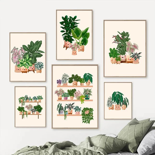 Cute Botanical Plant Club Canvas Poster - Modern Wall Art for Home Decor