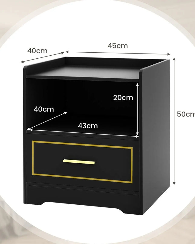 GOFLAME LED Nightstand - Modern Smart Bedside Storage Table