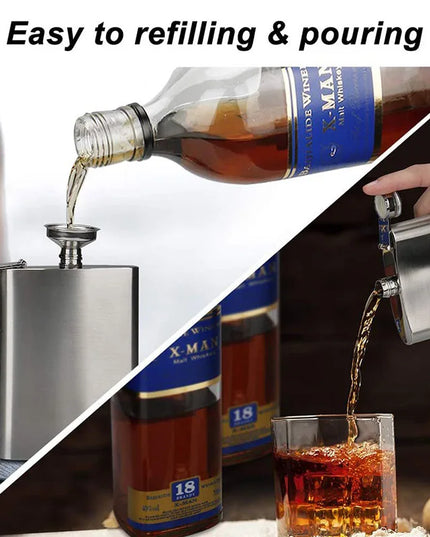 High-Quality Stainless Steel Hip Flask - 1-10 oz Portable Drinkware