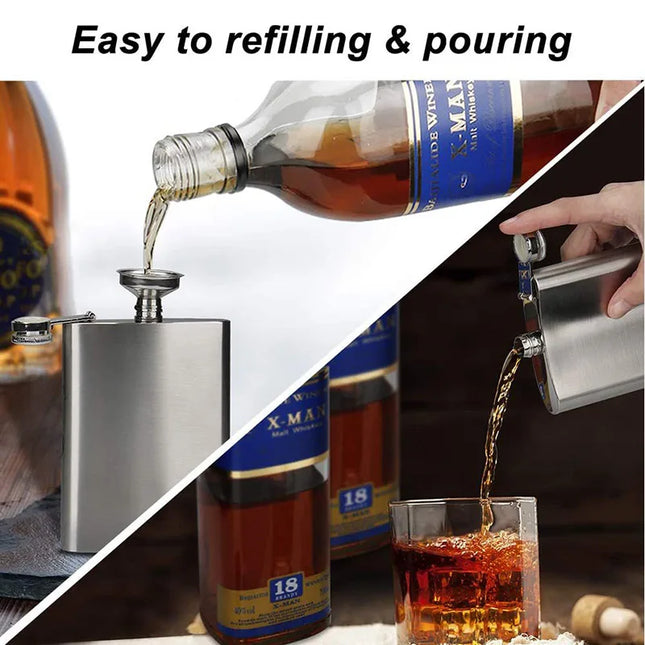 High-Quality Stainless Steel Hip Flask - 1-10 oz Portable Drinkware