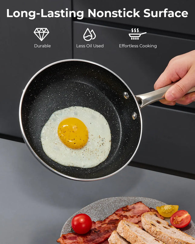 10-Piece Nonstick Pots and Pans Set - Induction Compatible Cookware