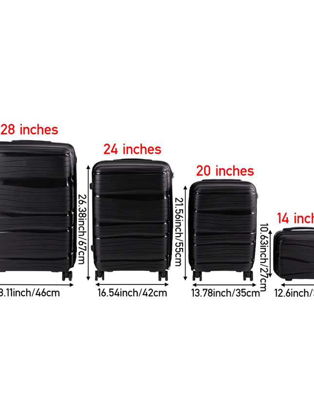 Modishion 4-Piece Travel Trolley Suitcase Set - Lockable & Lightweight