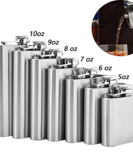 High-Quality Stainless Steel Hip Flask - 1-10 oz Portable Drinkware