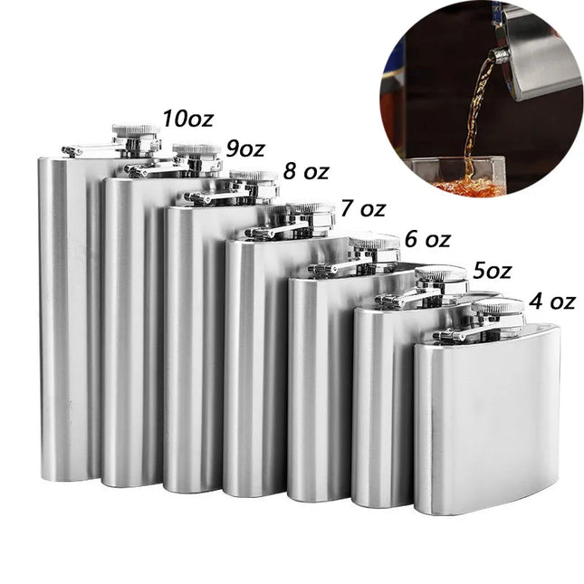 High-Quality Stainless Steel Hip Flask - 1-10 oz Portable Drinkware