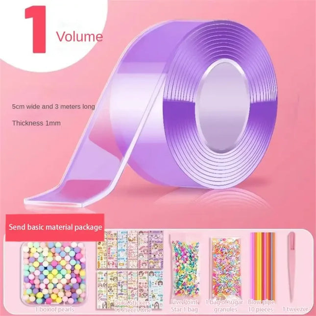 PET Nano Glue Double Sided Tape 
Blow Bubbles Full Set of Nano Tape
Bubble Blowing Decompression Toy Stickers