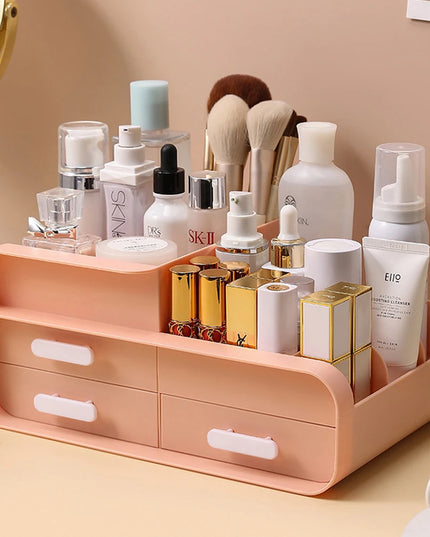 Modishion Multifunctional Cosmetic Storage Box - 9 Compartments, 3 Drawers