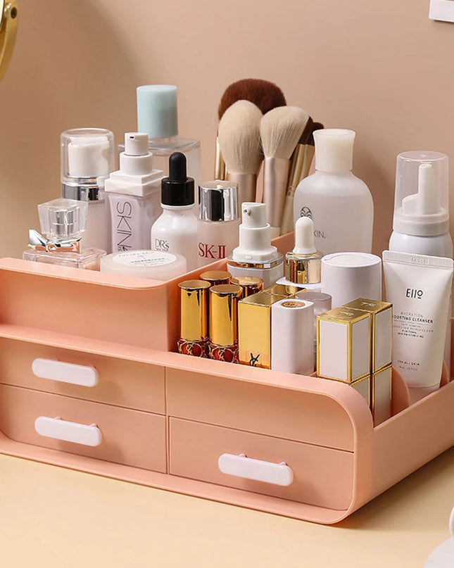 Modishion Multifunctional Cosmetic Storage Box - 9 Compartments, 3 Drawers