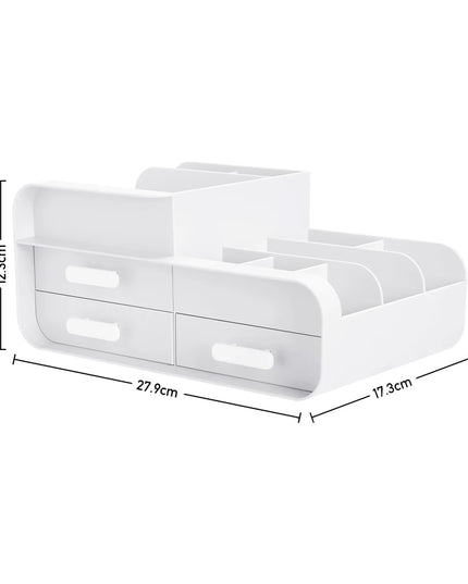 Modishion Multifunctional Cosmetic Storage Box - 9 Compartments, 3 Drawers