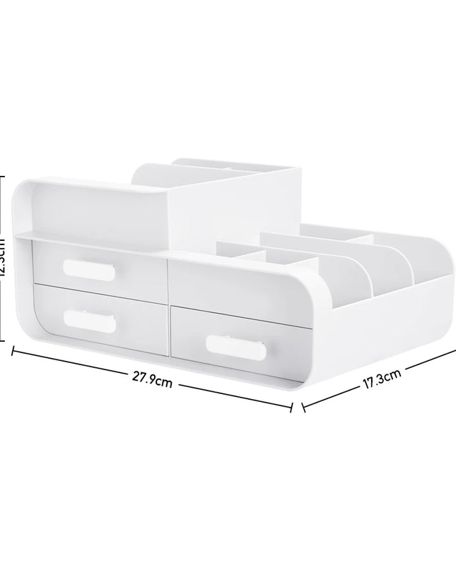 Modishion Multifunctional Cosmetic Storage Box - 9 Compartments, 3 Drawers