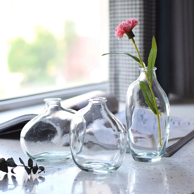 Retro Irregular Glass Flower Vase - Modern Decorative Table Ornament