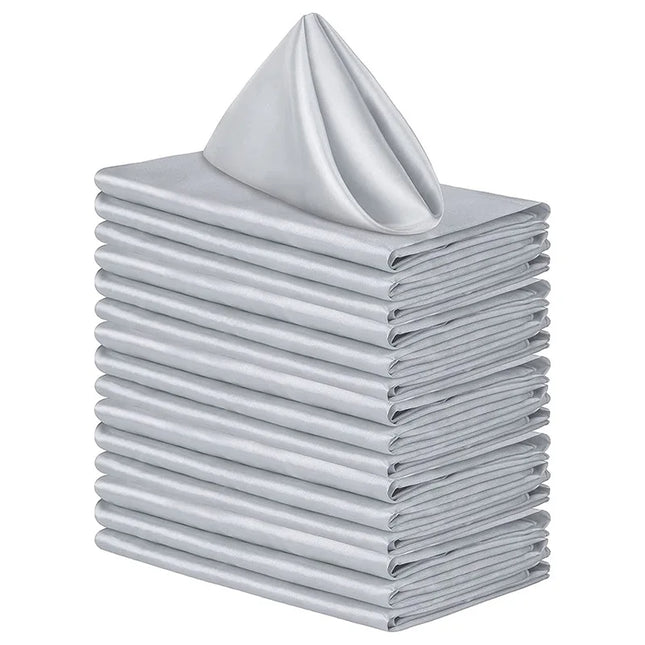 12pcs Satin Cocktail Napkins - 30x30cm Hemstitched Table Decor