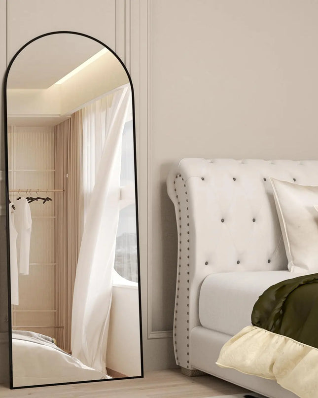 CASSILANDO 64" Arched Full Length Mirror - Stylish Gold Metal Frame
