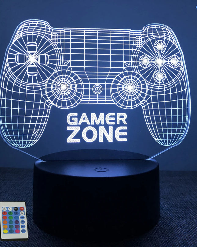 Neon Gamer 3D LED Night Light - RGB Cartoon Lamp for Bedroom