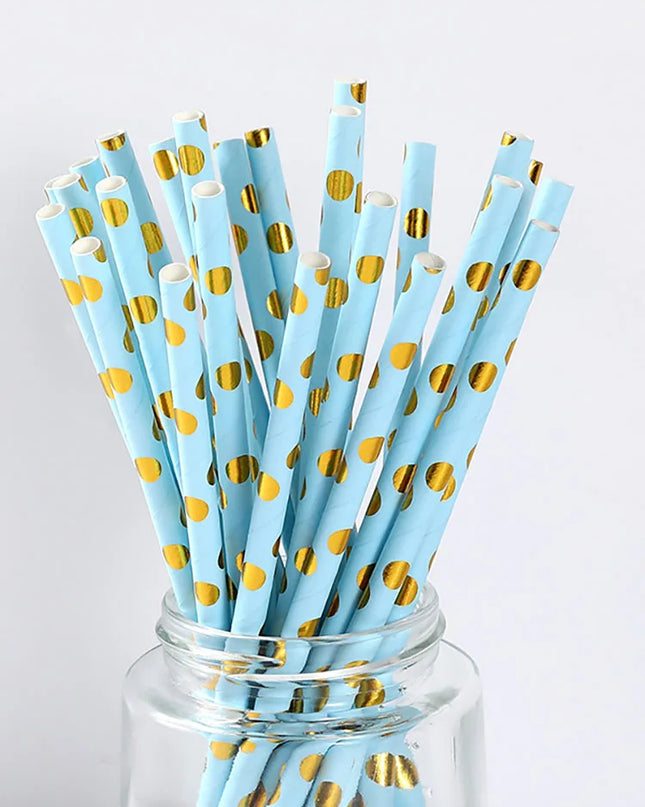 25/50pcs Gold/Silver Foil Disposable Paper Straws for Parties & Events