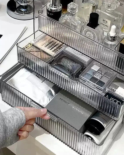 Modishion 3-Layer Transparent Makeup Rack - Durable Beauty Storage Box
