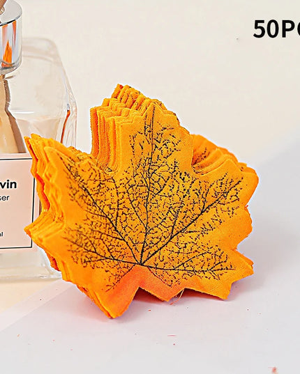 50-200Pcs Artificial Maple Leaves - Silk Decor for Weddings & Parties