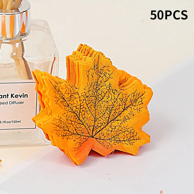 50-200Pcs Artificial Maple Leaves - Silk Decor for Weddings & Parties