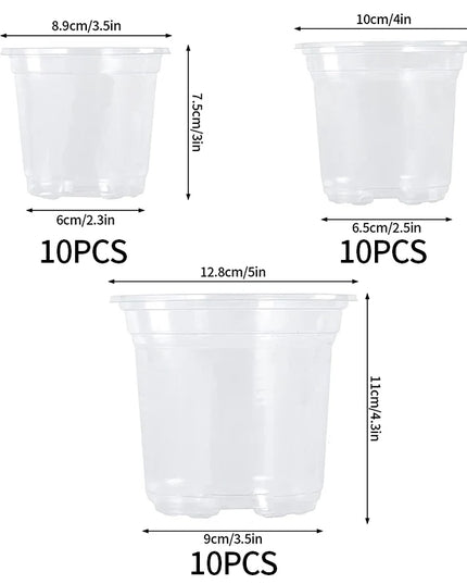 Transparent Flowerpot Nursery Pots - Thickened Plastic Planters, Drainage Hole