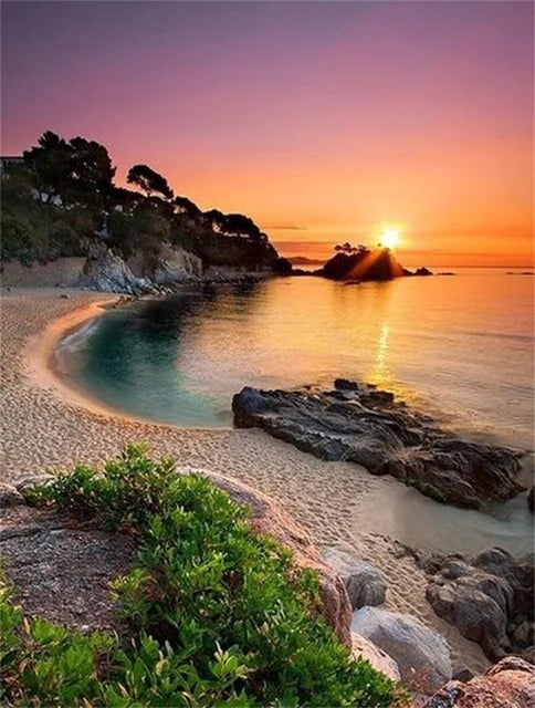 Sunset Beach Seascape Canvas Print - Nordic Landscape Wall Art Decor