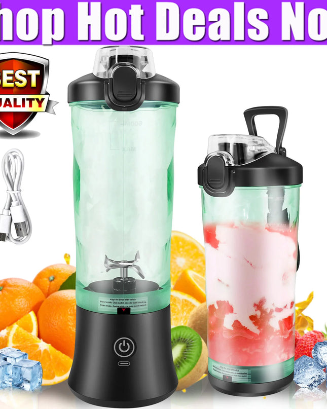 DayPlus 600ML Portable Blender - USB Rechargeable Electric Juicer