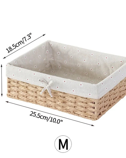 Woven Storage Baskets Organizers Picnic Breakfast Basket Laundry Box Sundries Storage Basket Desktop Cosmetics Snack Storage Box