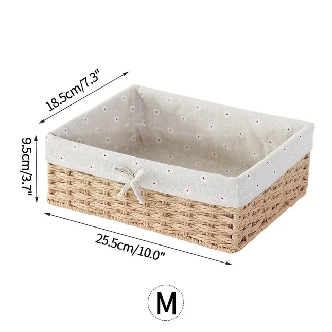 Woven Storage Baskets Organizers Picnic Breakfast Basket Laundry Box Sundries Storage Basket Desktop Cosmetics Snack Storage Box