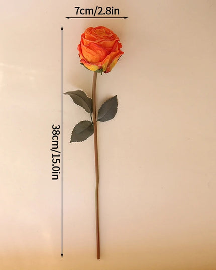 French Curled Rose Fake Flowers - Elegant Silk Bouquet for Home Decor