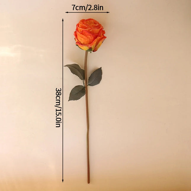 French Curled Rose Fake Flowers - Elegant Silk Bouquet for Home Decor