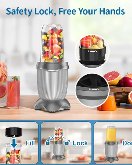 Portable 450W Personal Blender - Easy Cleaning for Smoothies & Shakes